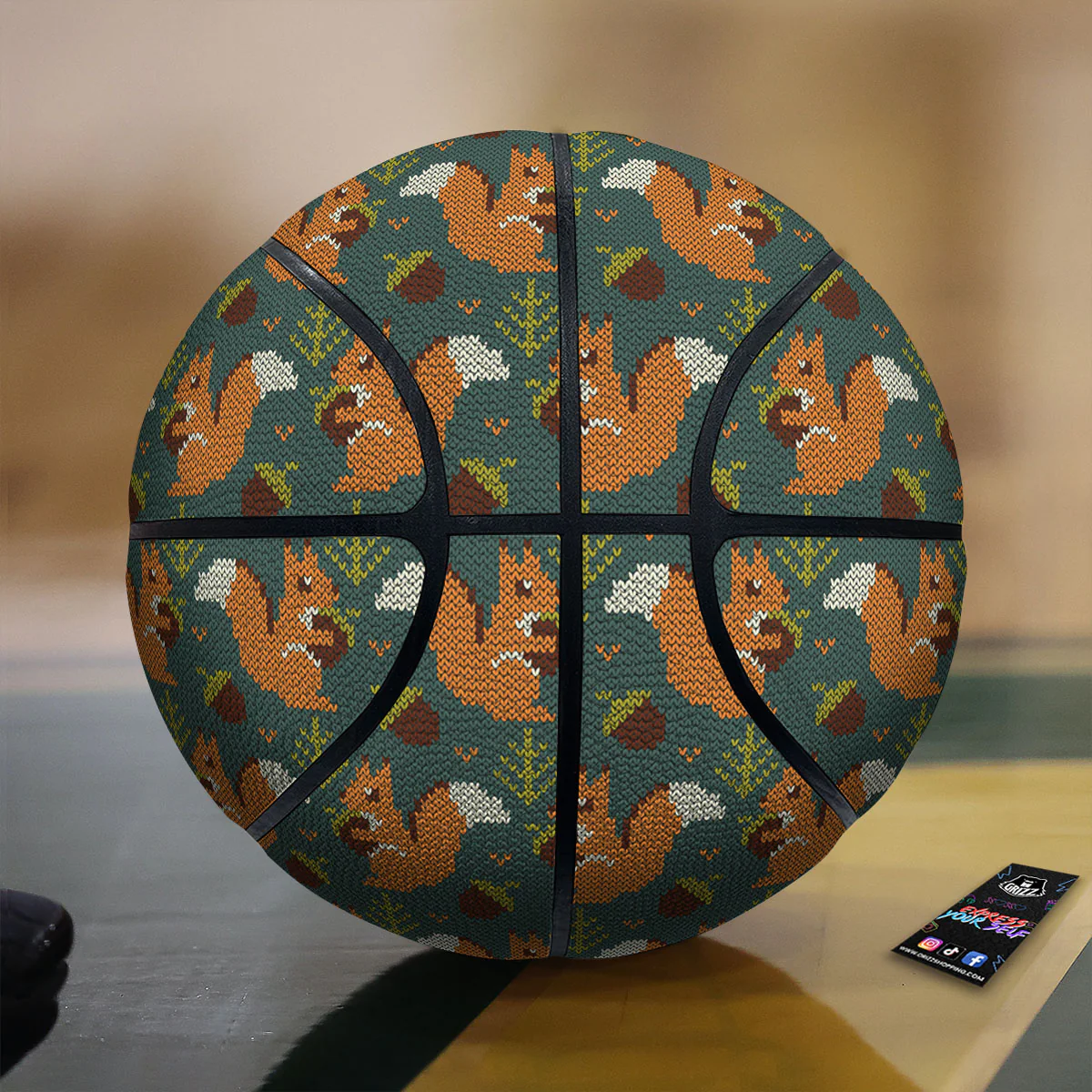 Knitted Squirrel Print Pattern Basketball