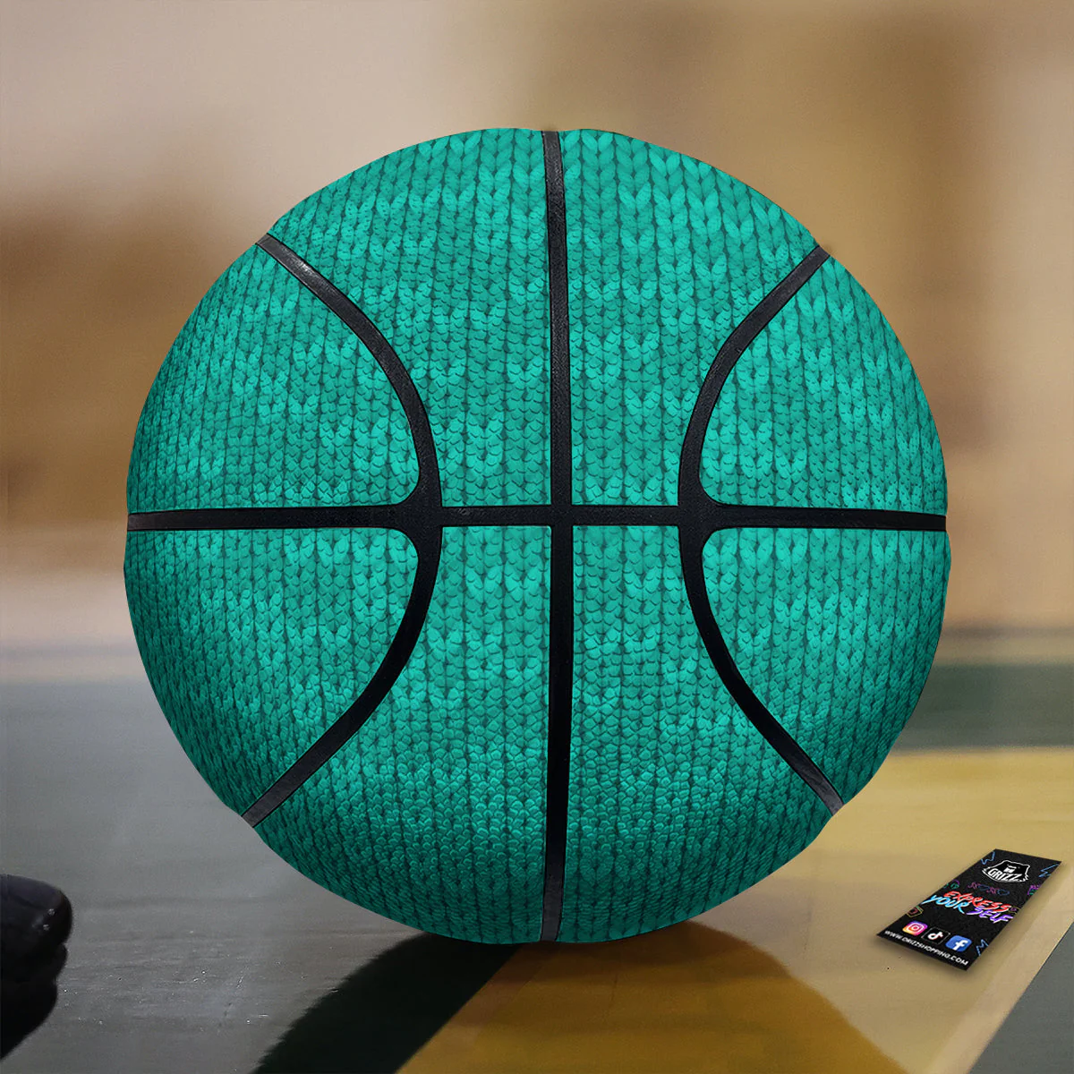 Knitted Turquoise Print Pattern Basketball