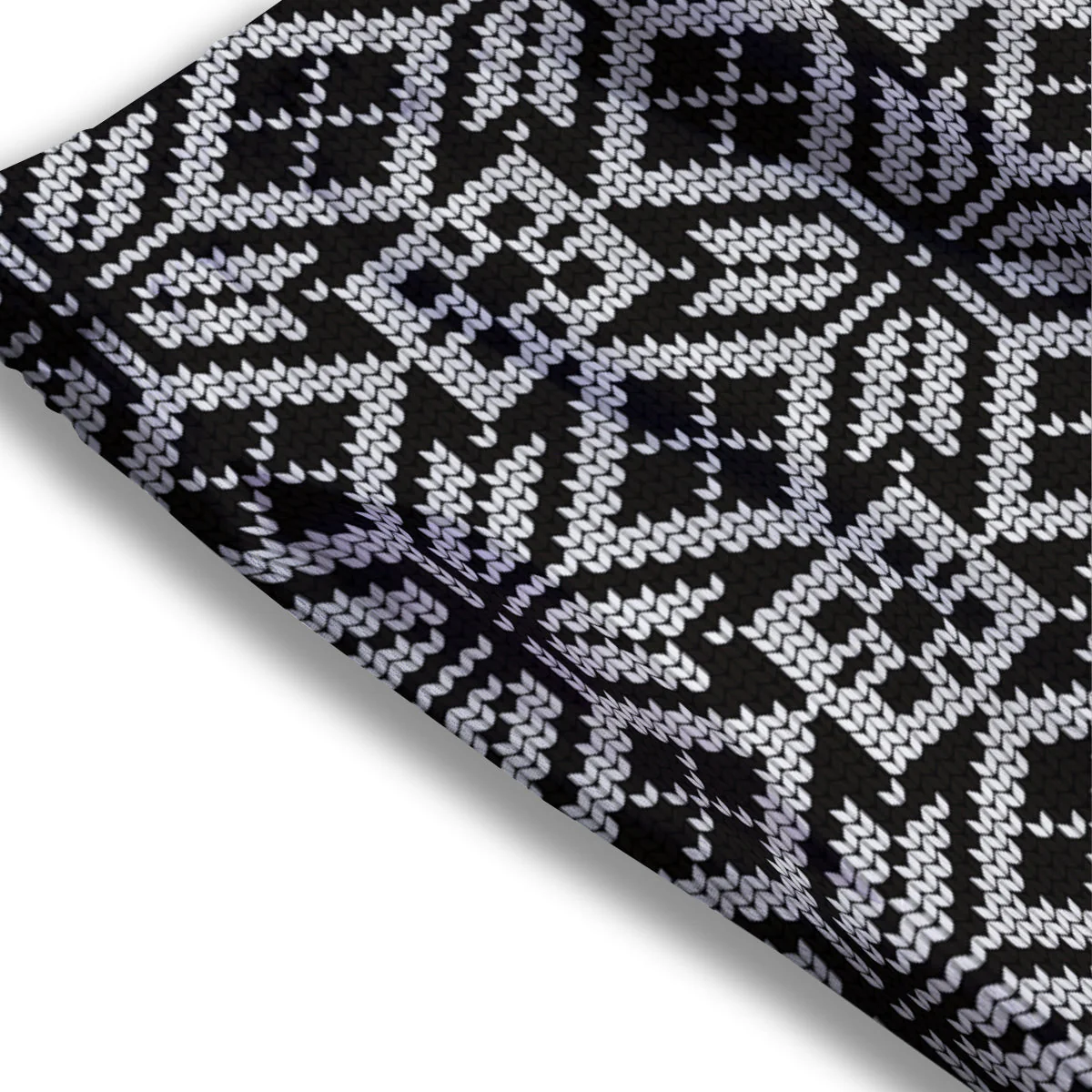 Knitted White And Black Print Pattern Mesh Shorts - Image 3