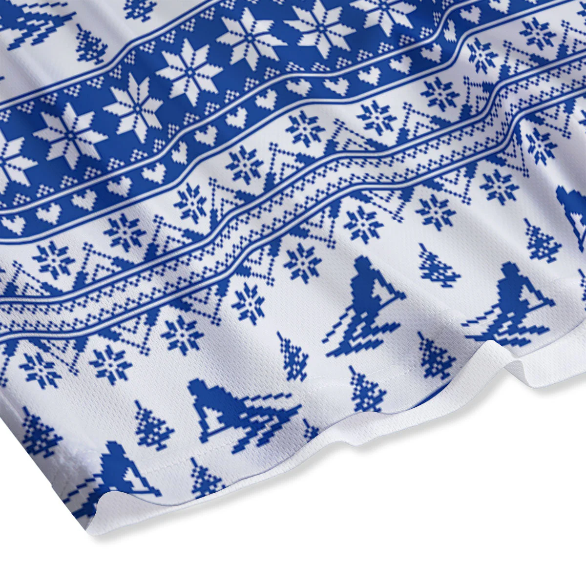 Knitting Winter Ski Print Pattern Mesh Shorts - Image 4