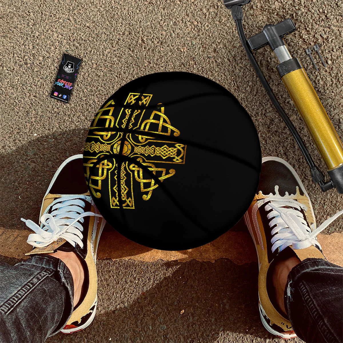 Knot Cross Gold Celtic Print Basketball - Image 2