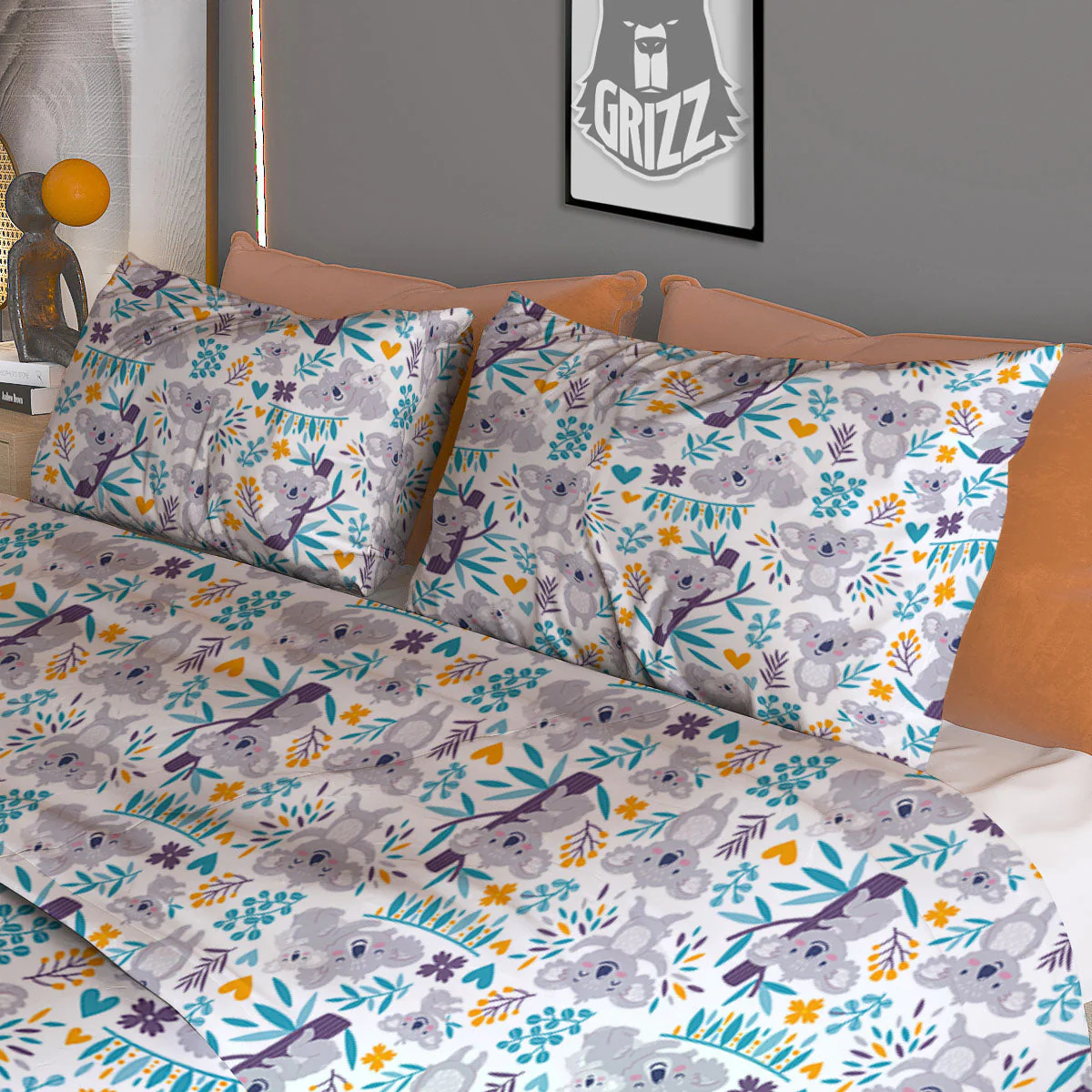Koala Cartoon Print Pattern Duvet Cover Bedding Set - Image 3
