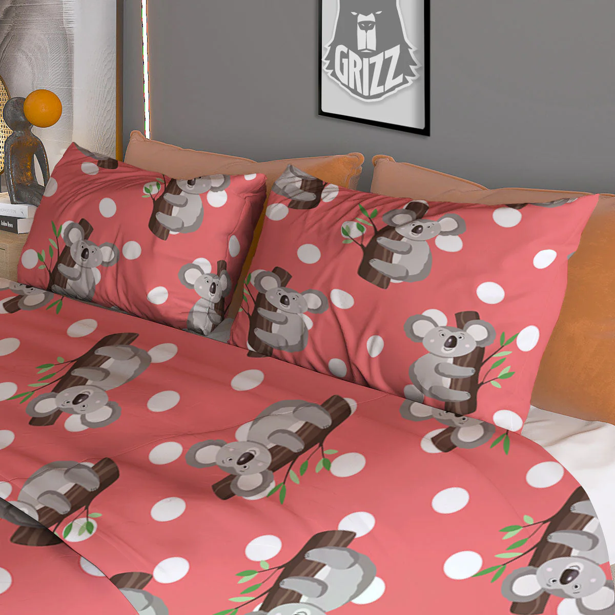 Koala Polka Dot Print Pattern Duvet Cover Bedding Set - Image 3