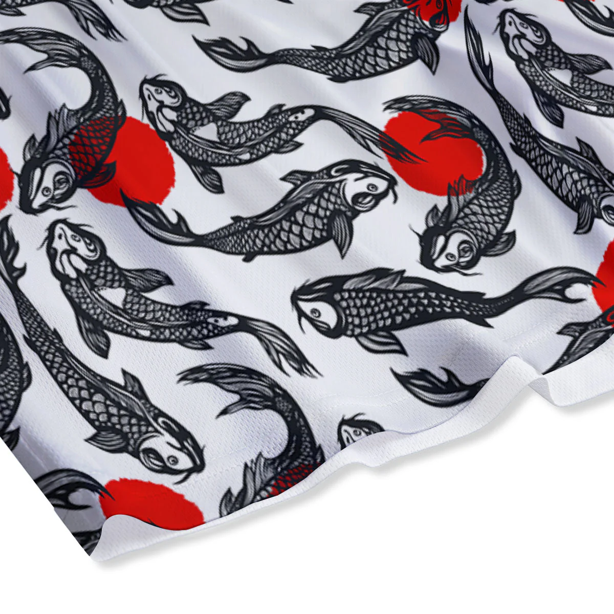 Koi Fish Carp Japanese Print Pattern Mesh Shorts - Image 4