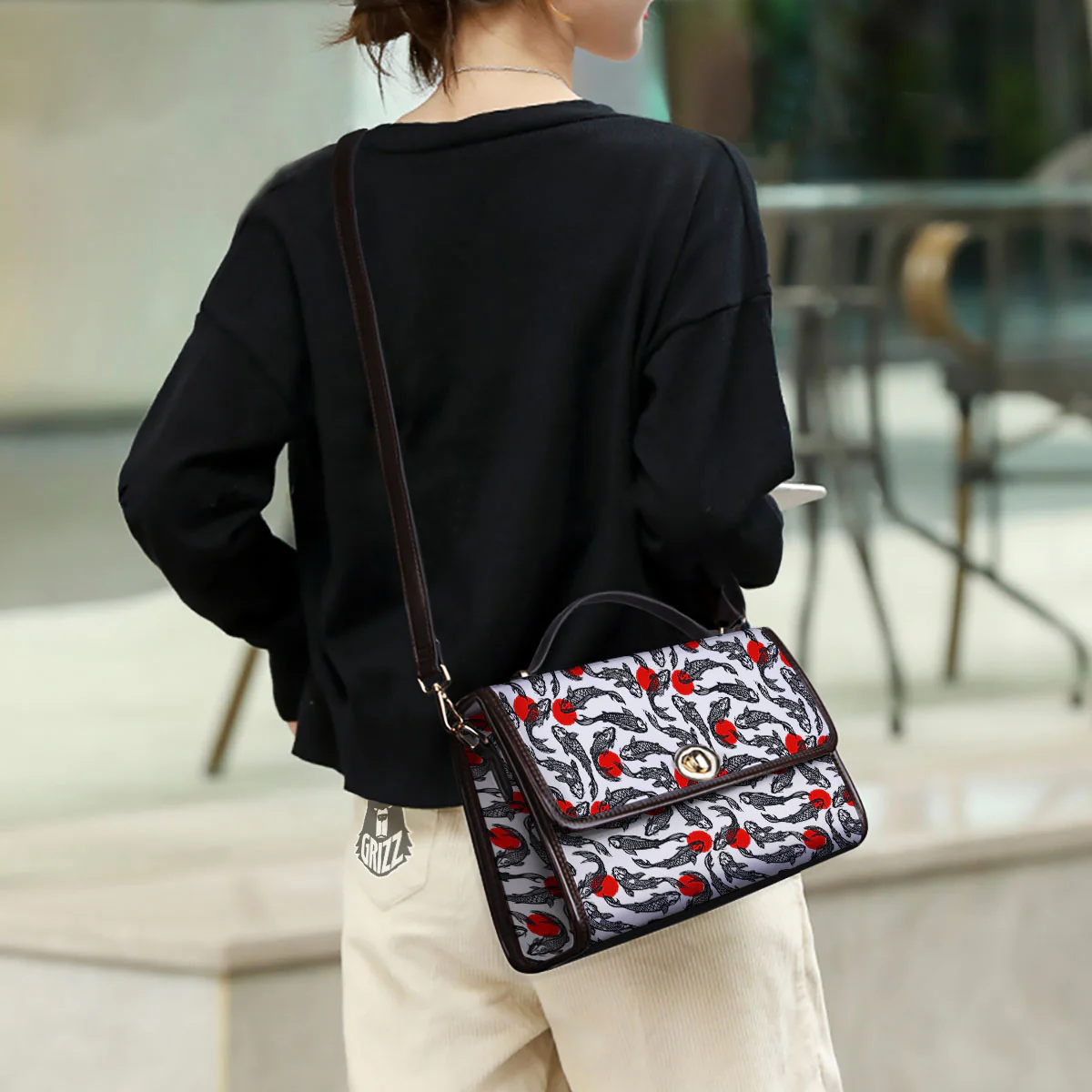 Koi Fish Carp Japanese Print Pattern Women's Satchel Bag - Image 3