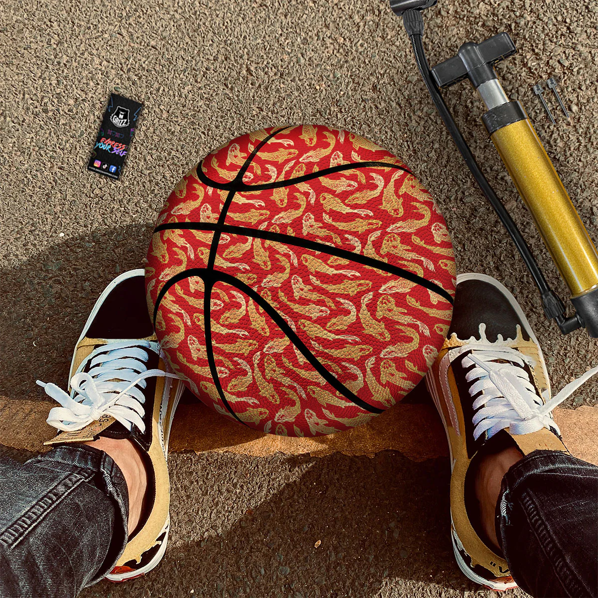 Koi Fish Chinese Print Pattern Basketball - Image 2