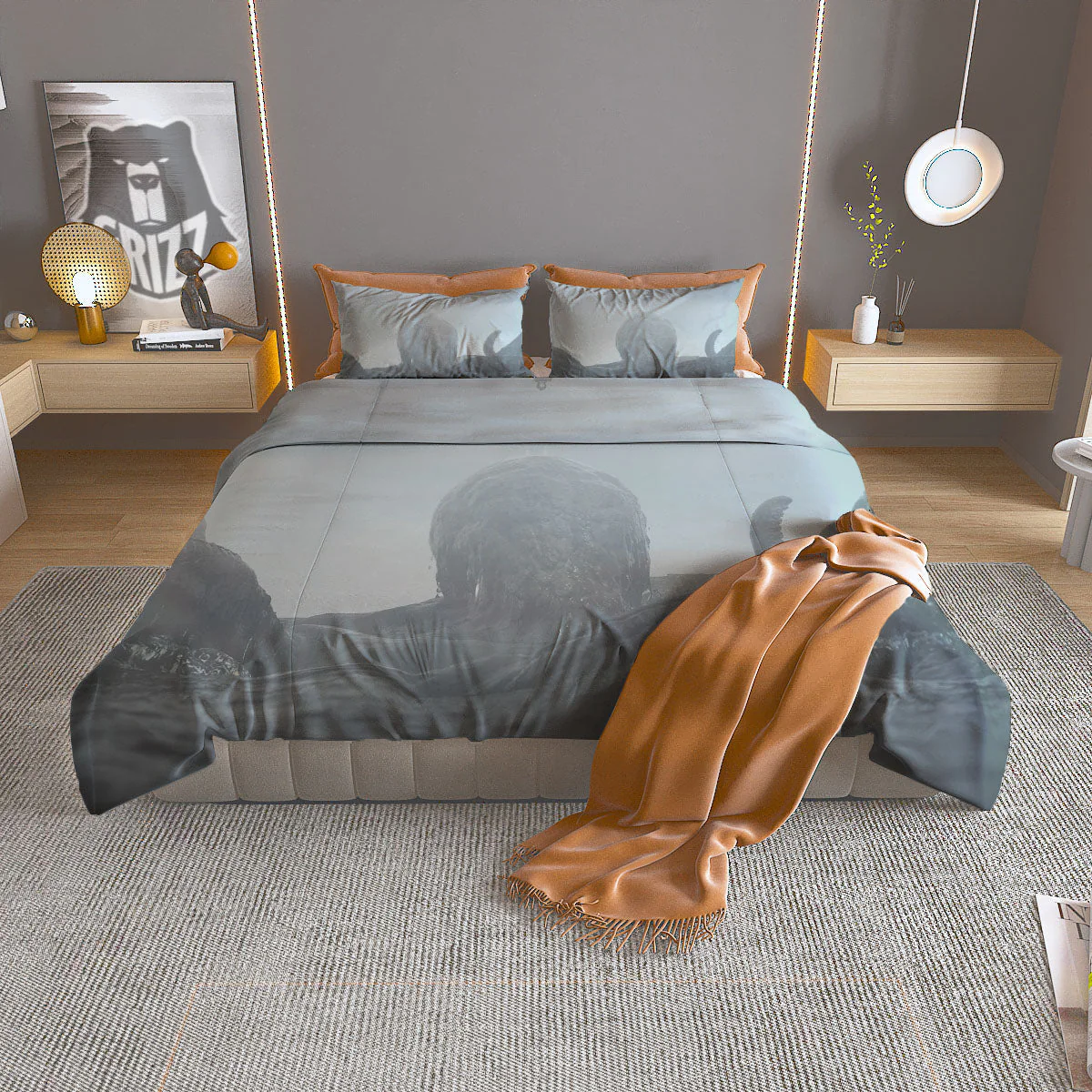Kraken And Girl On Sea Print Duvet Cover Bedding Set