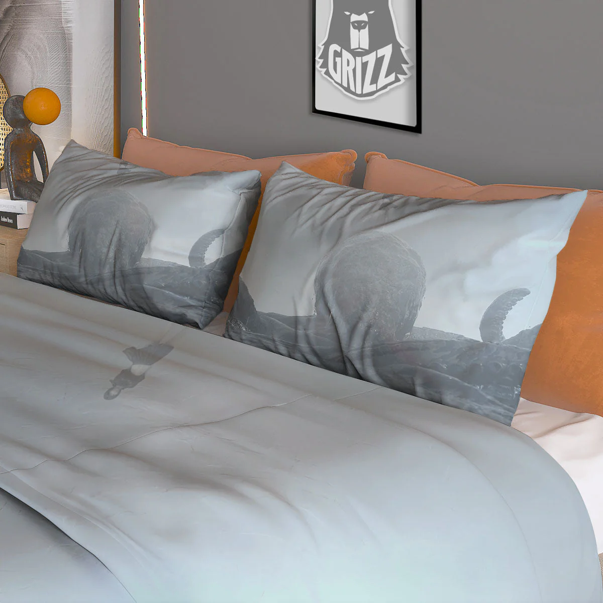 Kraken And Girl On Sea Print Duvet Cover Bedding Set - Image 3