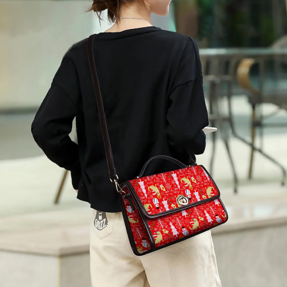 Labrador Retriever Snowman Print Pattern Women's Satchel Bag - Image 3