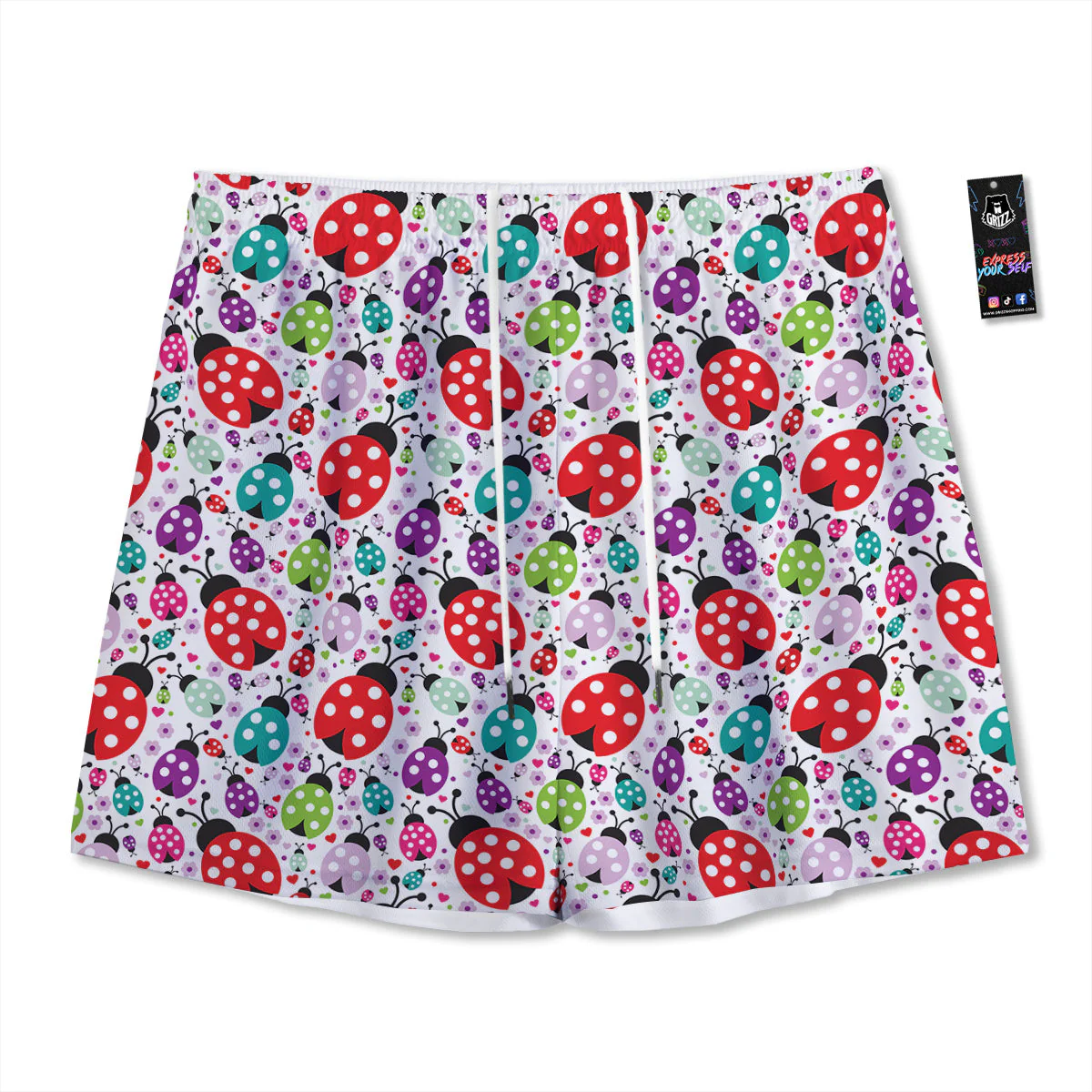 Ladybug Cute Print Pattern Mesh Shorts