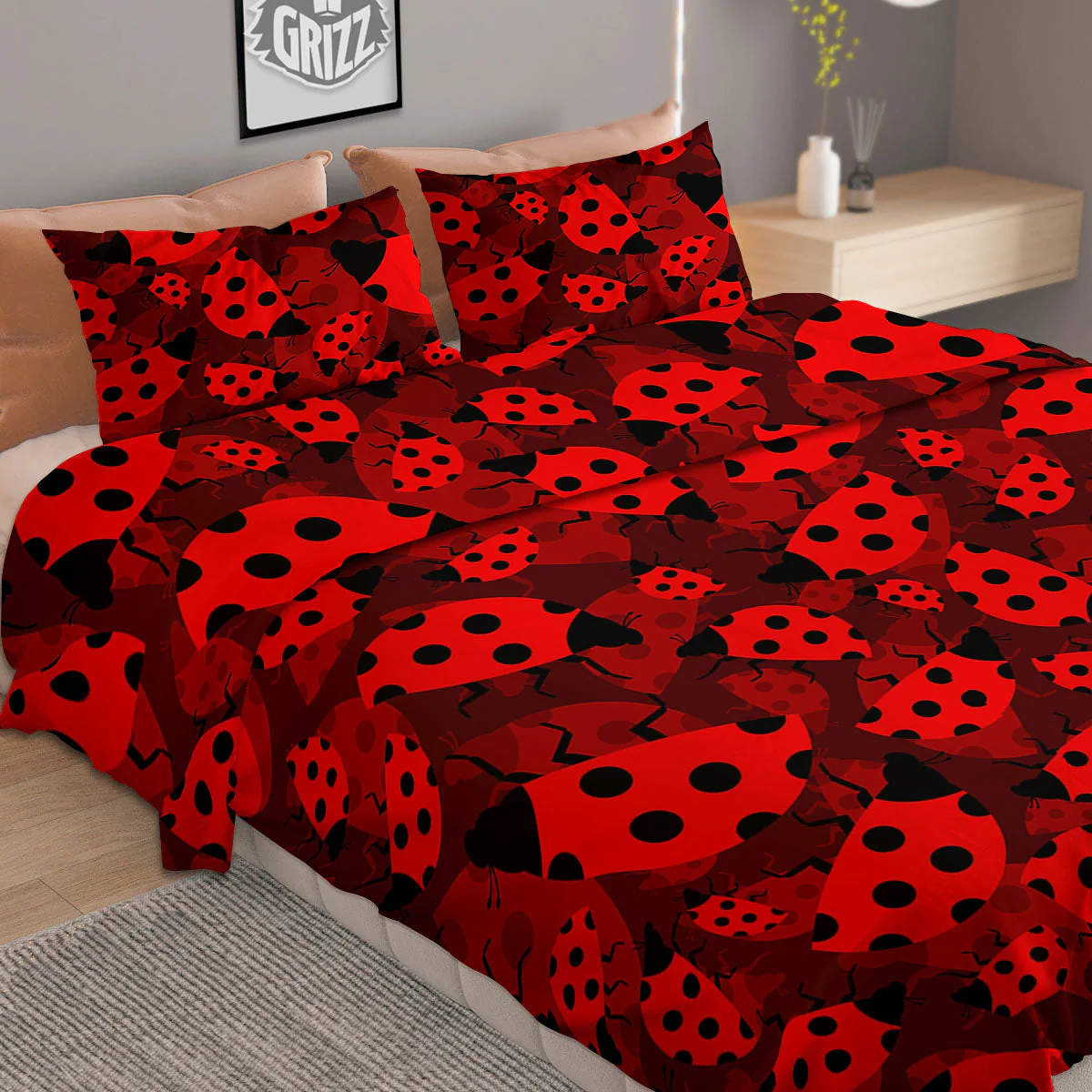 Ladybug Red Print Pattern Duvet Cover Bedding Set - Image 2