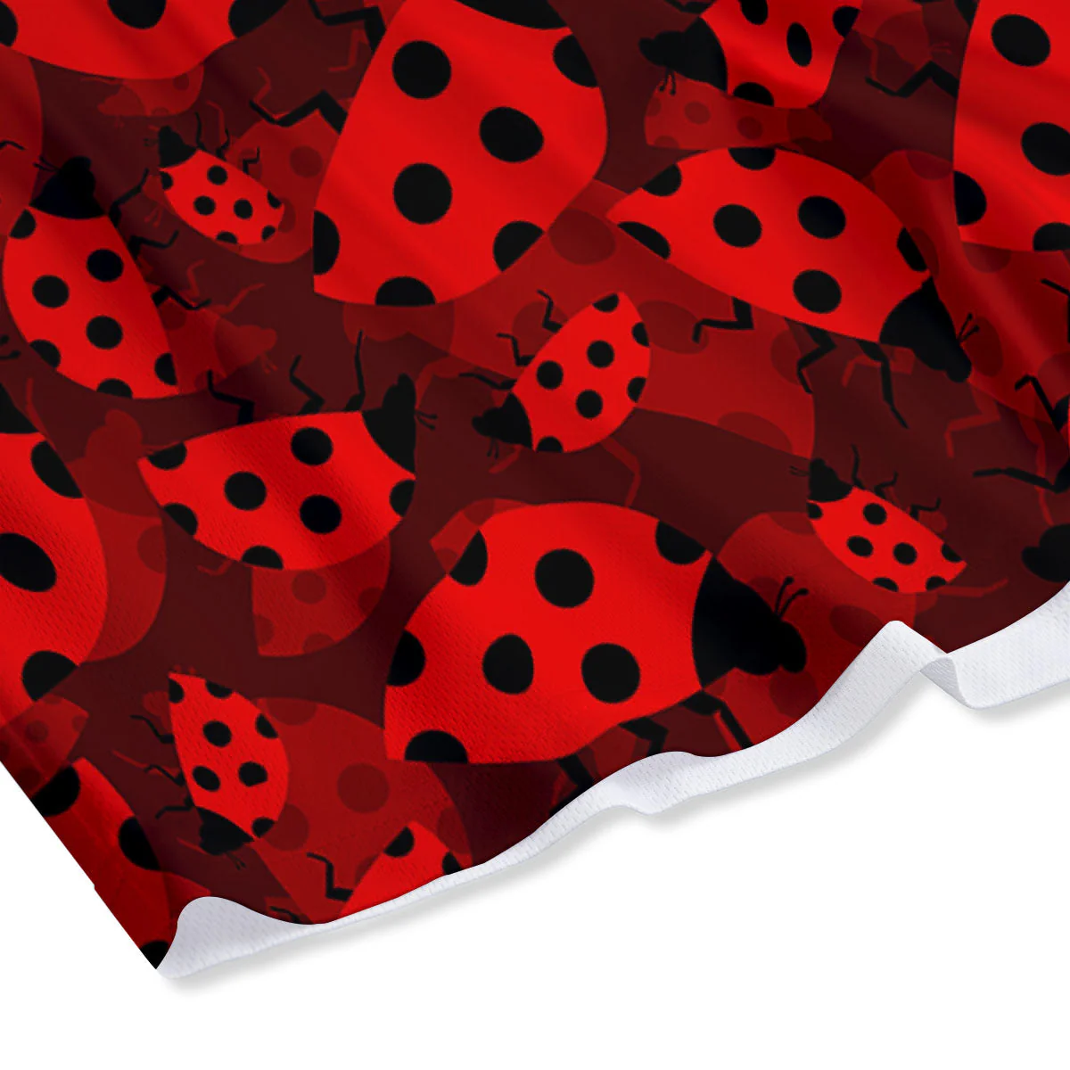 Ladybug Red Print Pattern Mesh Shorts - Image 4