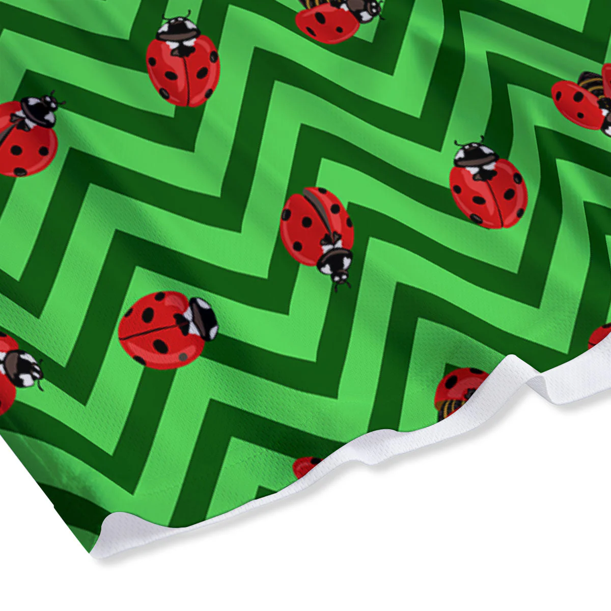 Ladybug Zigzag Green Pattern Mesh Shorts - Image 4
