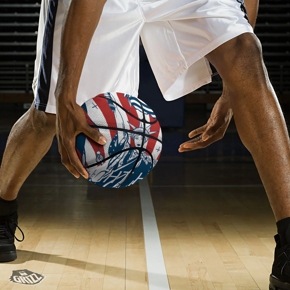 Land Of Liberty American Print Basketball - Image 3