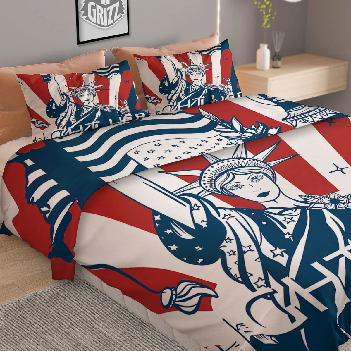 Land Of Liberty American Print Duvet Cover Bedding Set - Image 2