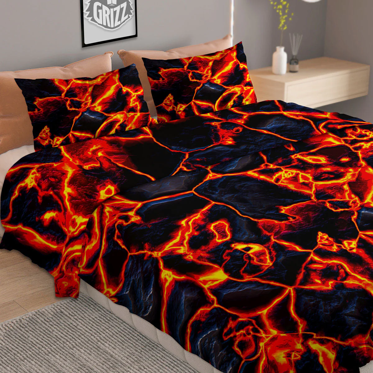 Lava Molten Print Duvet Cover Bedding Set - Image 2