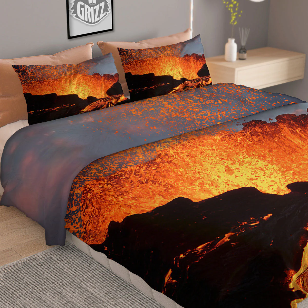 Lava Volcano Print Duvet Cover Bedding Set - Image 2