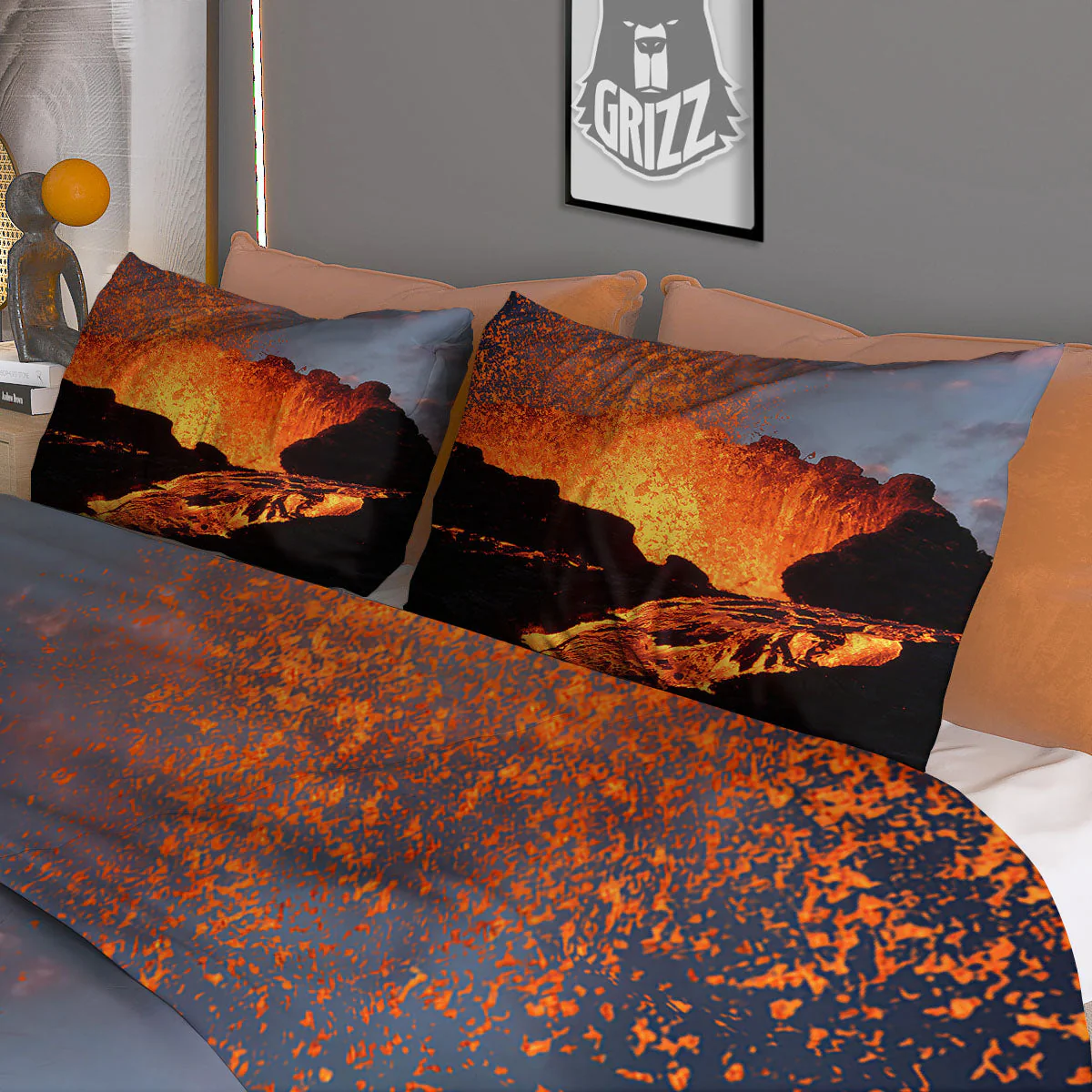 Lava Volcano Print Duvet Cover Bedding Set - Image 3
