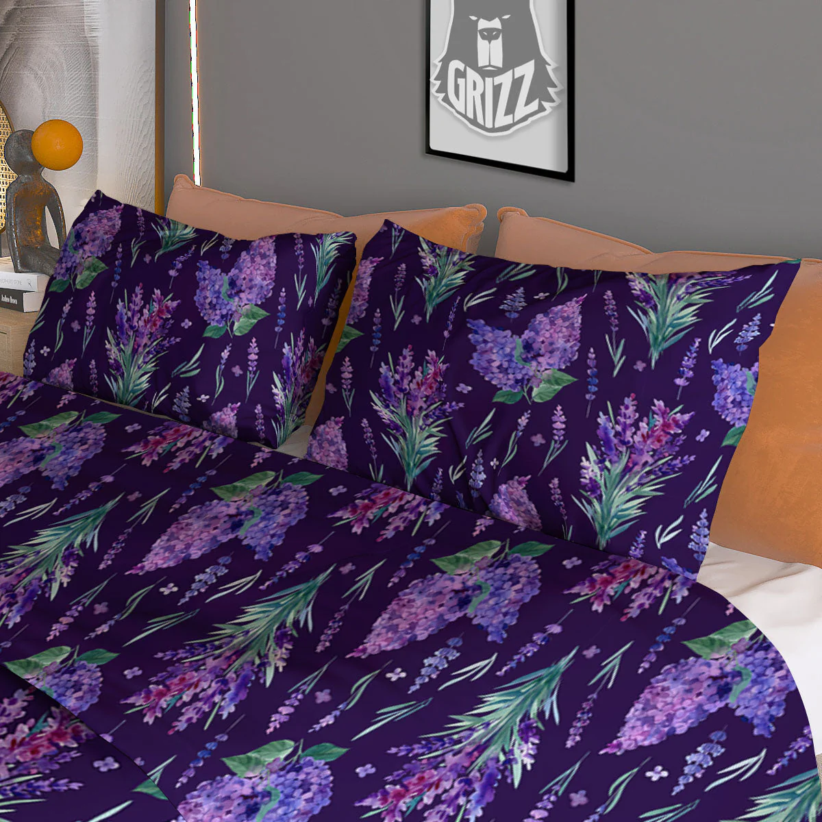Lavender Purple Print Pattern Duvet Cover Bedding Set - Image 3