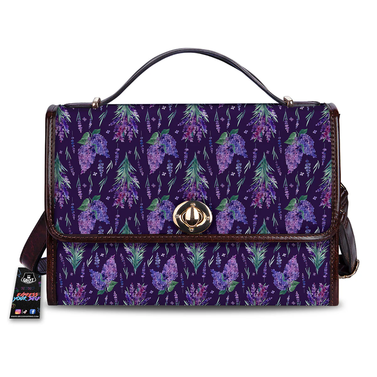 Lavender Purple Print Pattern Women's Satchel Bag
