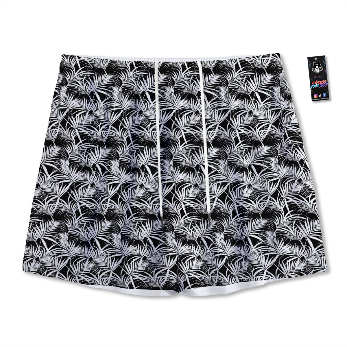 Leaf Aloha Black Palm Print Pattern Mesh Shorts