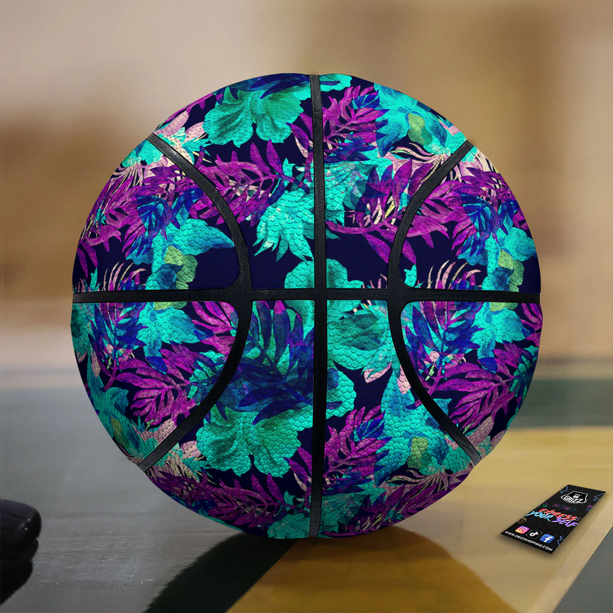 Leaf Green And Purple Print Pattern Basketball