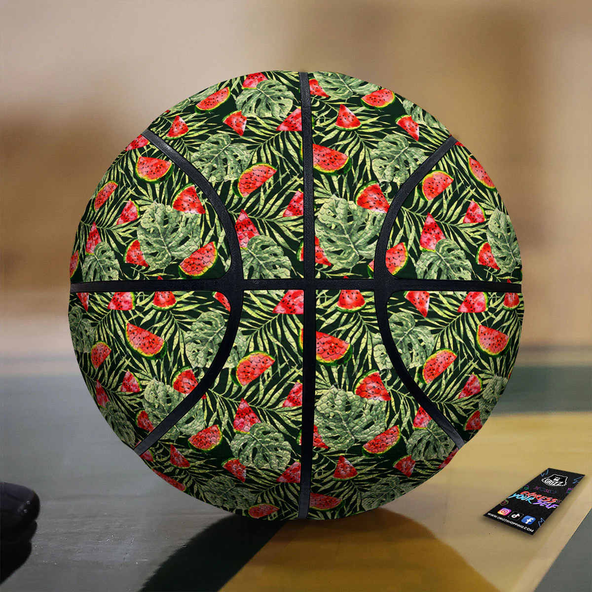 Leaf Palm Watermelon Black Print Pattern Basketball