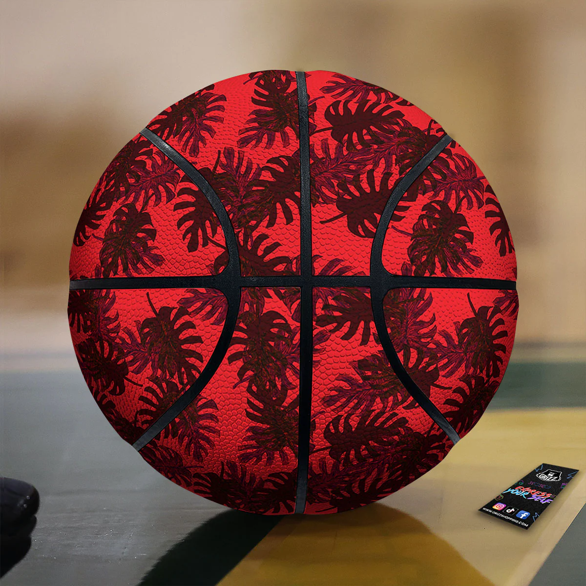 Leaf Red Print Pattern Basketball