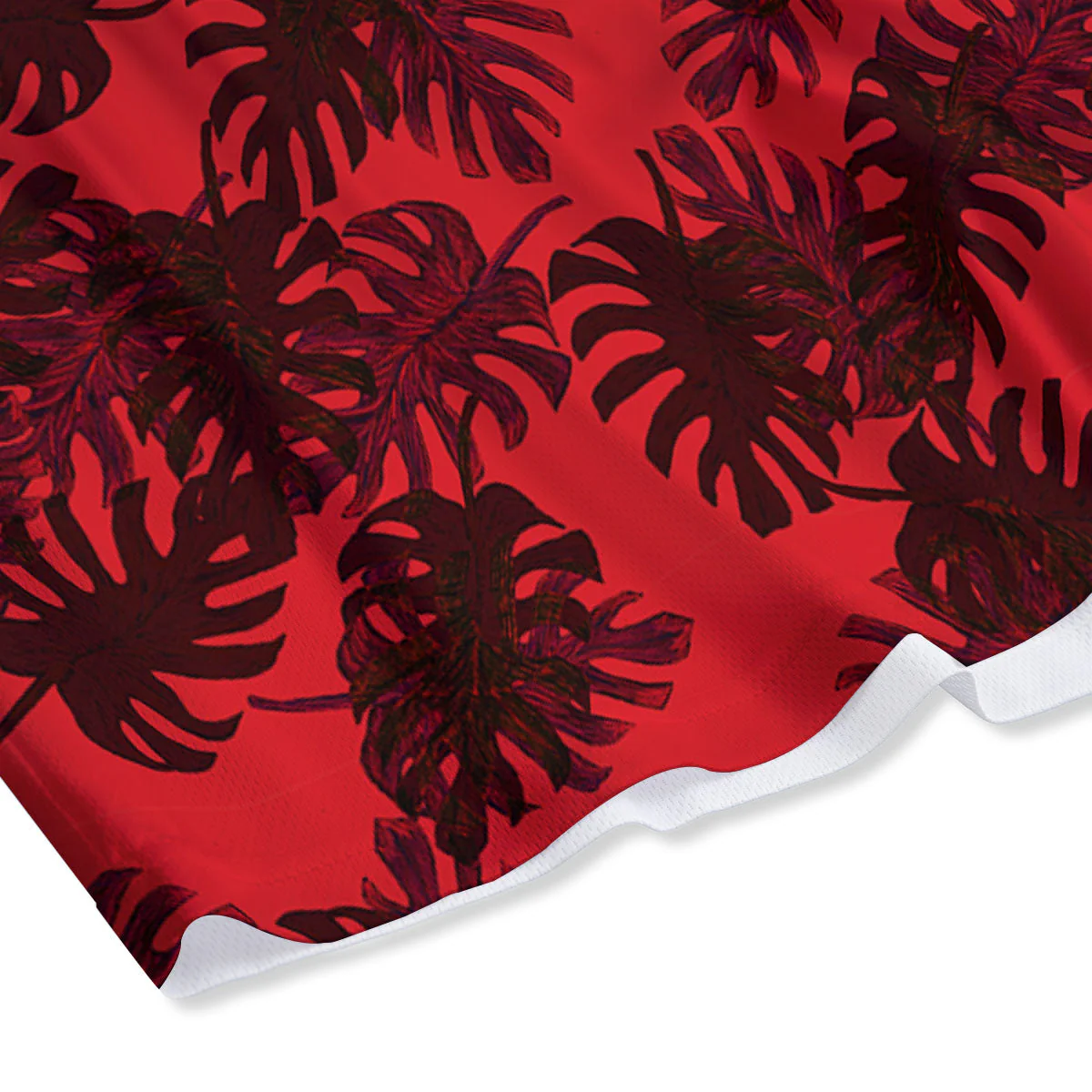 Leaf Red Print Pattern Mesh Shorts - Image 4