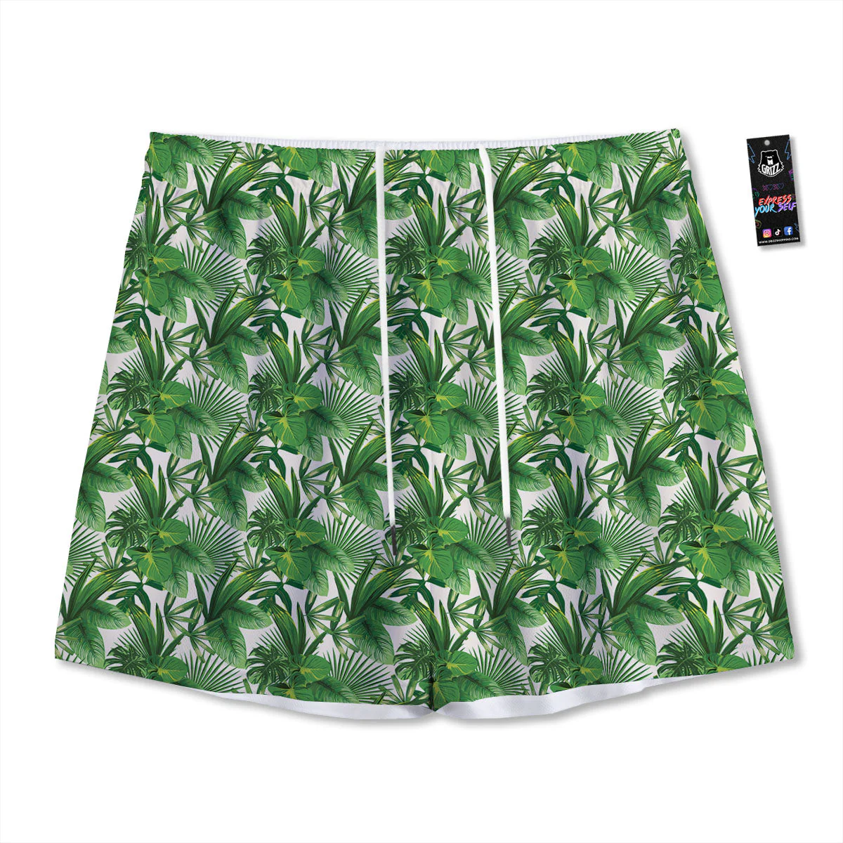 Leaves Hawaiian Palm Print Pattern Mesh Shorts