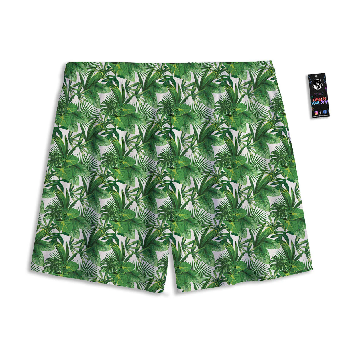 Leaves Hawaiian Palm Print Pattern Mesh Shorts - Image 2