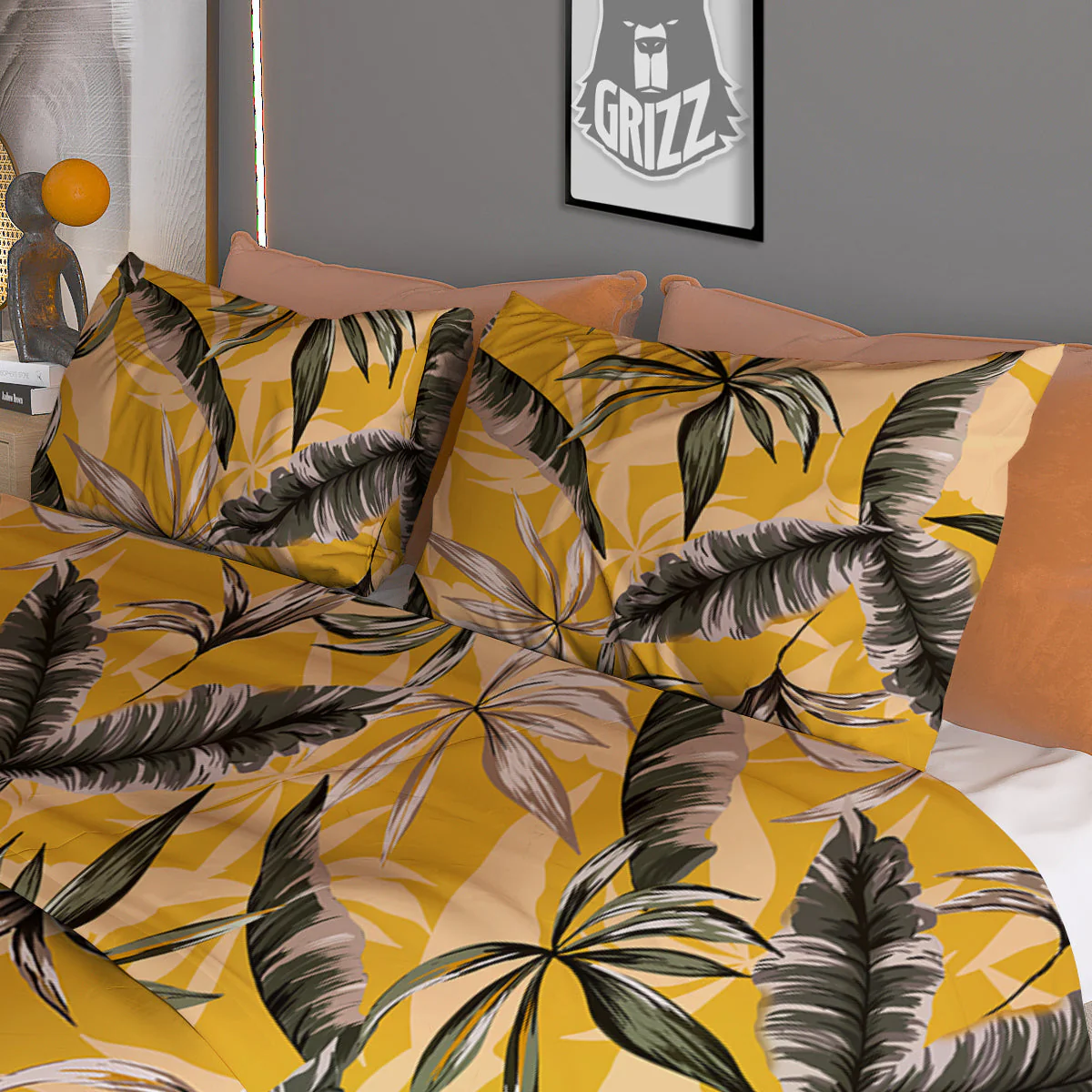 Leaves Monstera Yellow Print Pattern Duvet Cover Bedding Set - Image 3