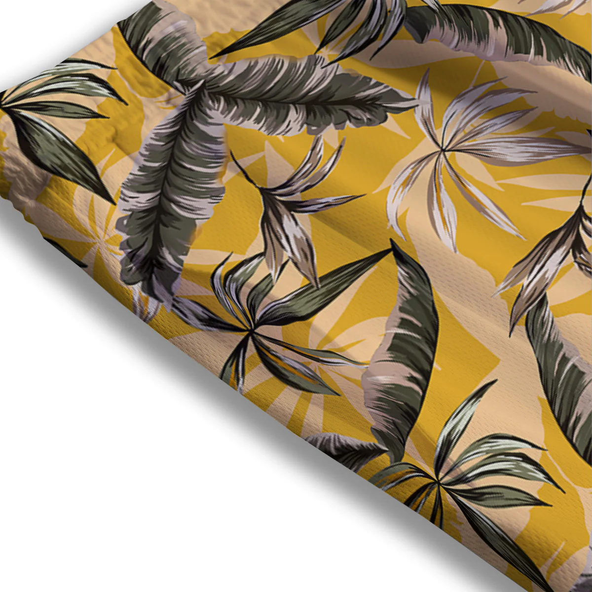 Leaves Monstera Yellow Print Pattern Mesh Shorts - Image 3