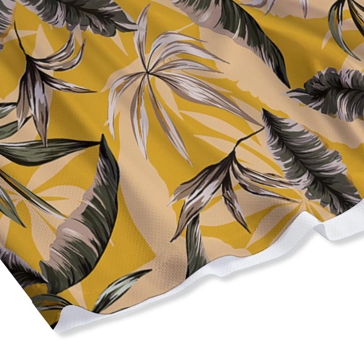 Leaves Monstera Yellow Print Pattern Mesh Shorts - Image 4