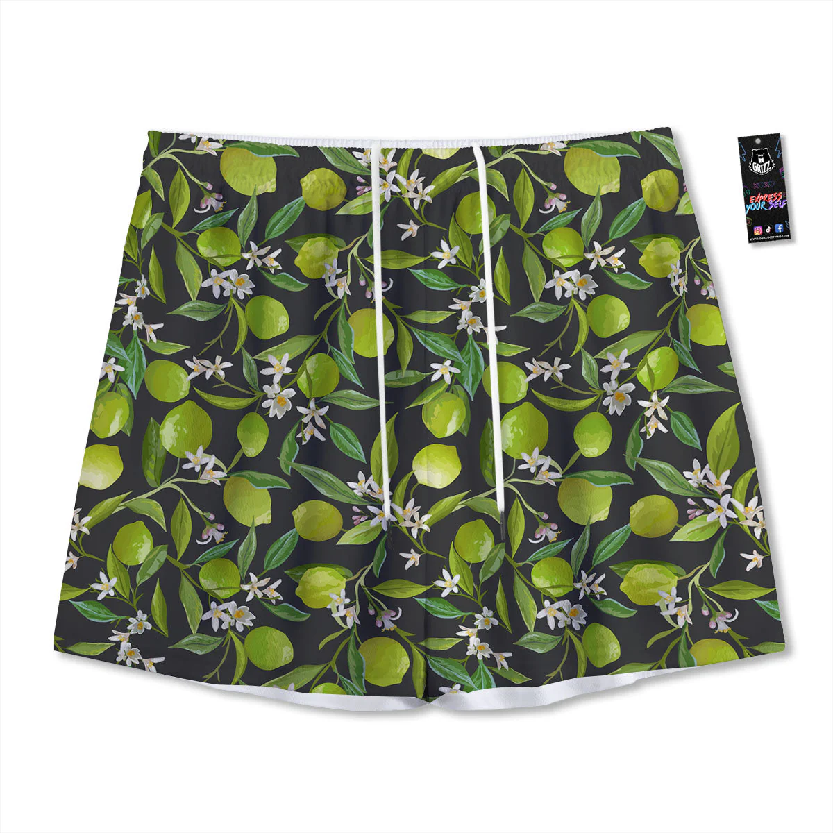 Lemon And Lime Print Pattern Mesh Shorts