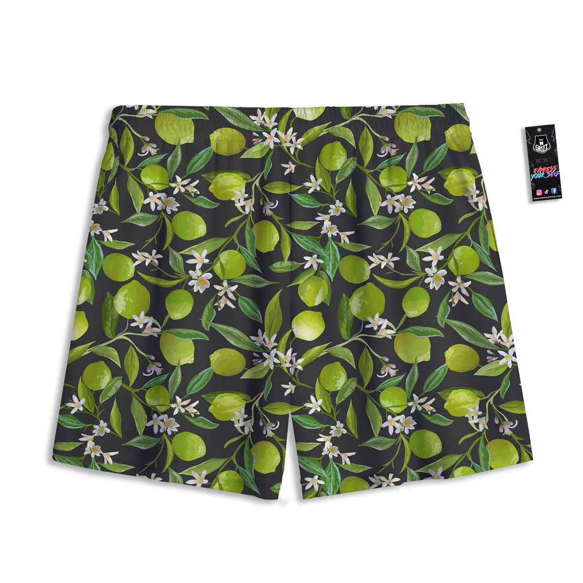 Lemon And Lime Print Pattern Mesh Shorts - Image 2