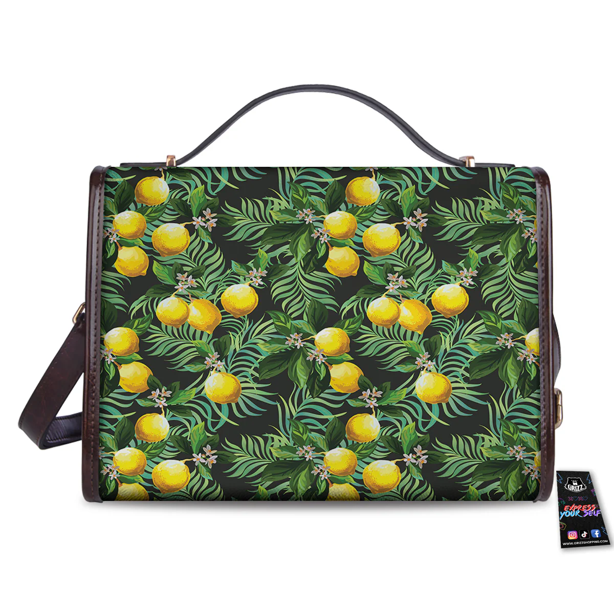 Lemon Tropical Print Pattern Women's Satchel Bag - Image 2