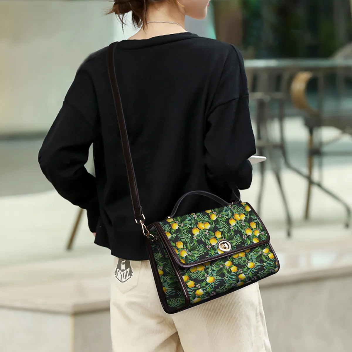 Lemon Tropical Print Pattern Women's Satchel Bag - Image 3