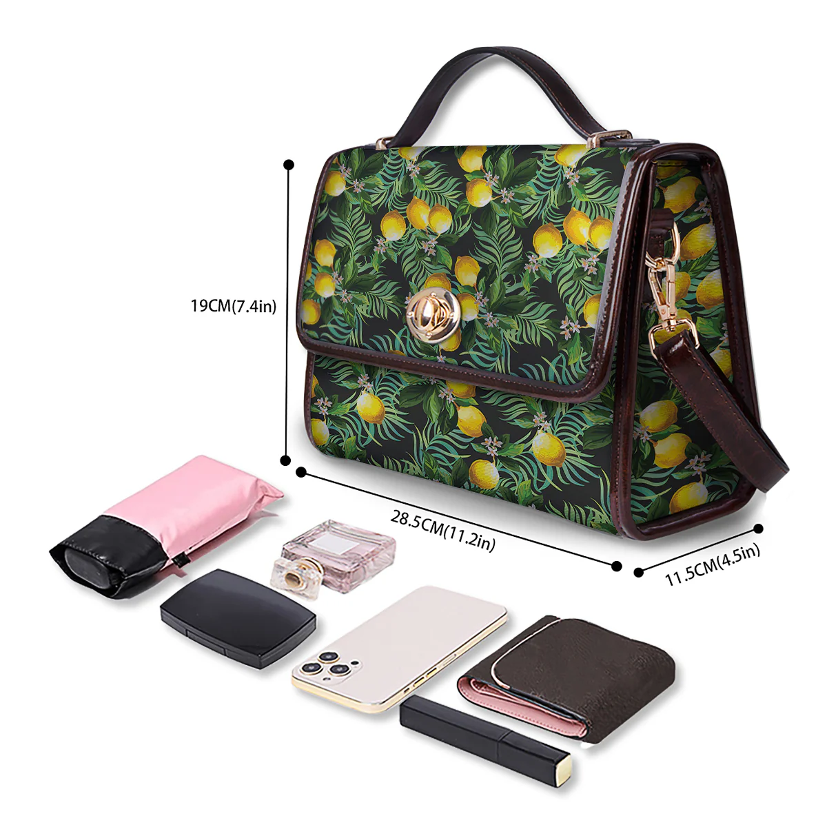 Lemon Tropical Print Pattern Women's Satchel Bag - Image 4