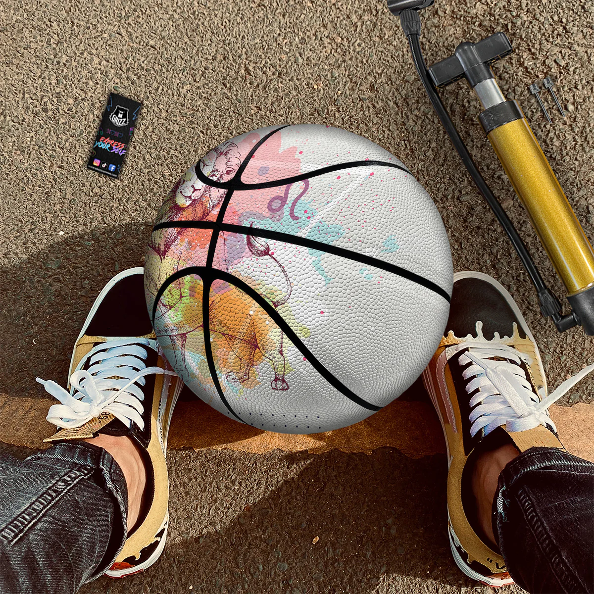 Leo Sign Colorful Print Basketball - Image 2