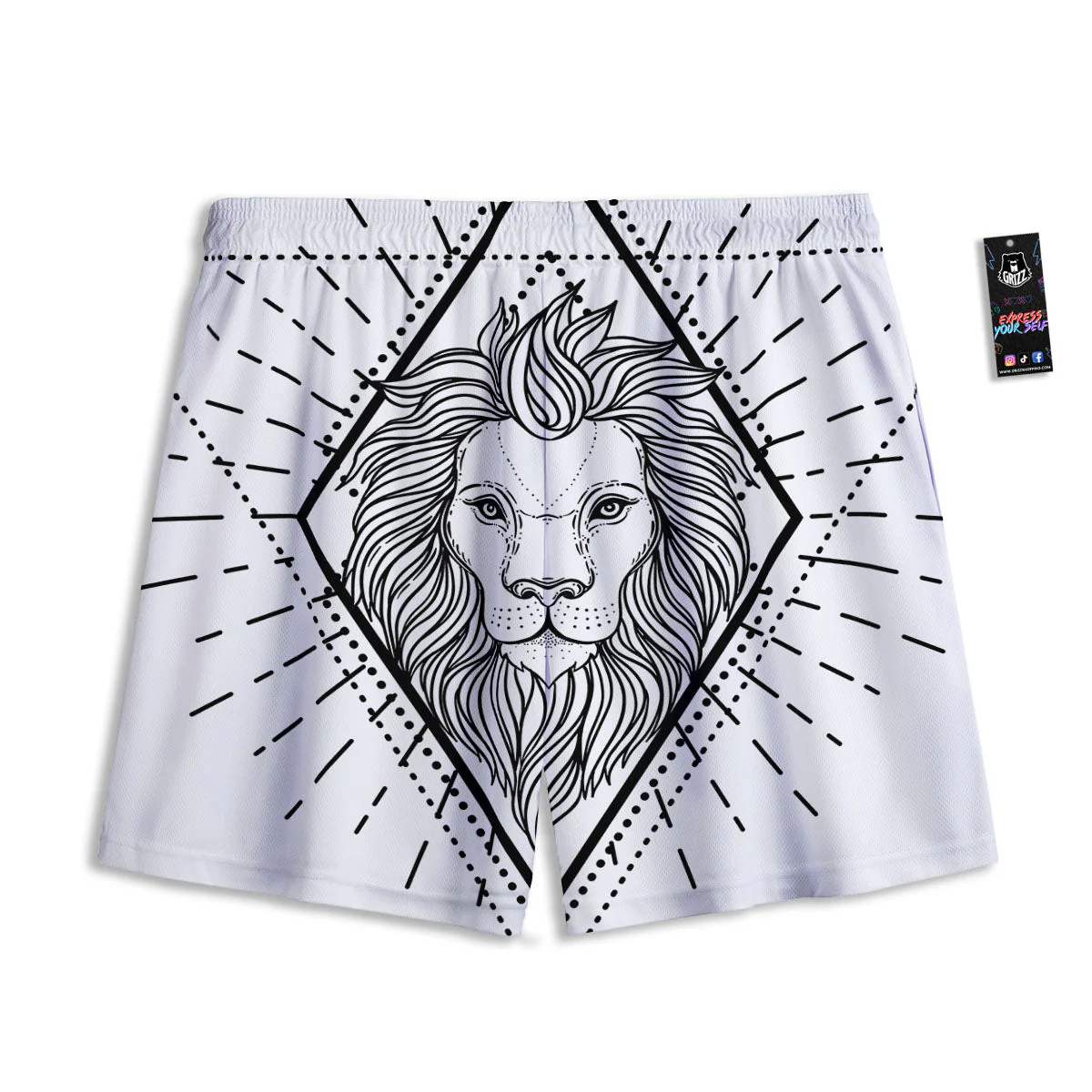 Leo Sign White And Black Print Mesh Shorts - Image 2
