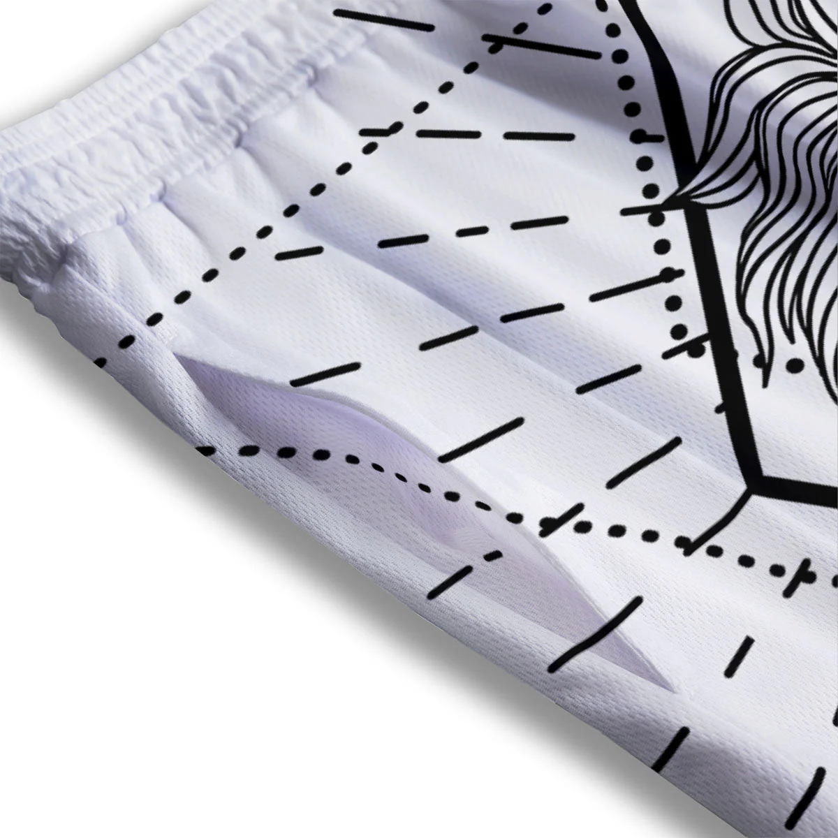 Leo Sign White And Black Print Mesh Shorts - Image 3