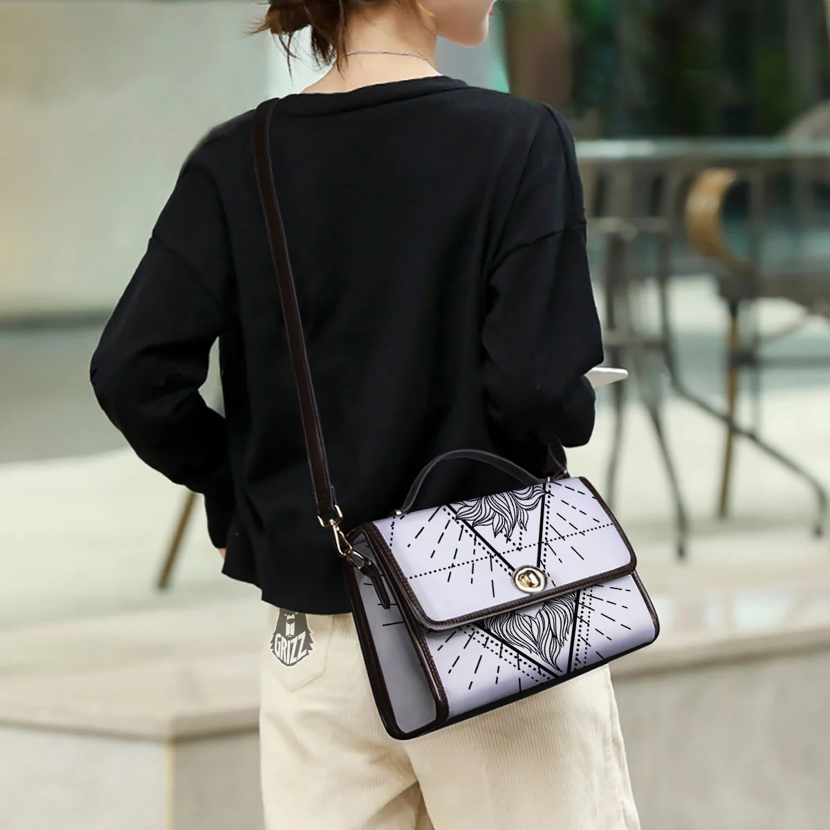 Leo Sign White And Black Print Women's Satchel Bag - Image 3