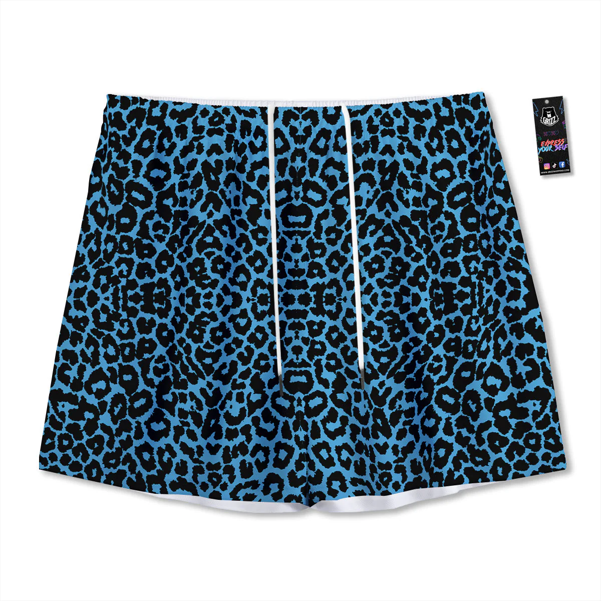 Leopard Blue Print Mesh Shorts