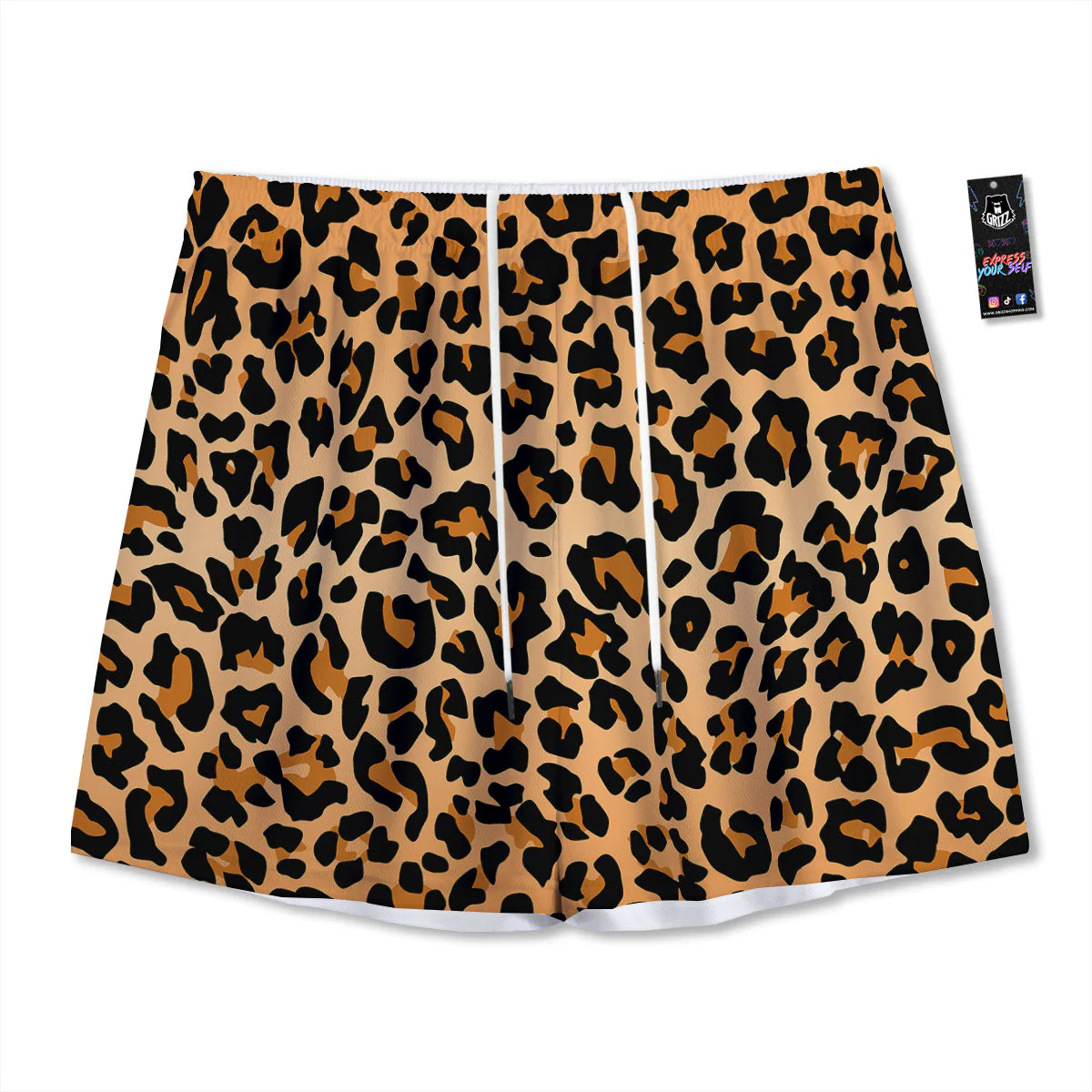Leopard Orange Print Mesh Shorts