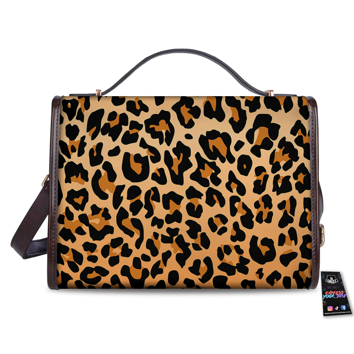 Leopard Orange Print Women's Satchel Bag - Image 2