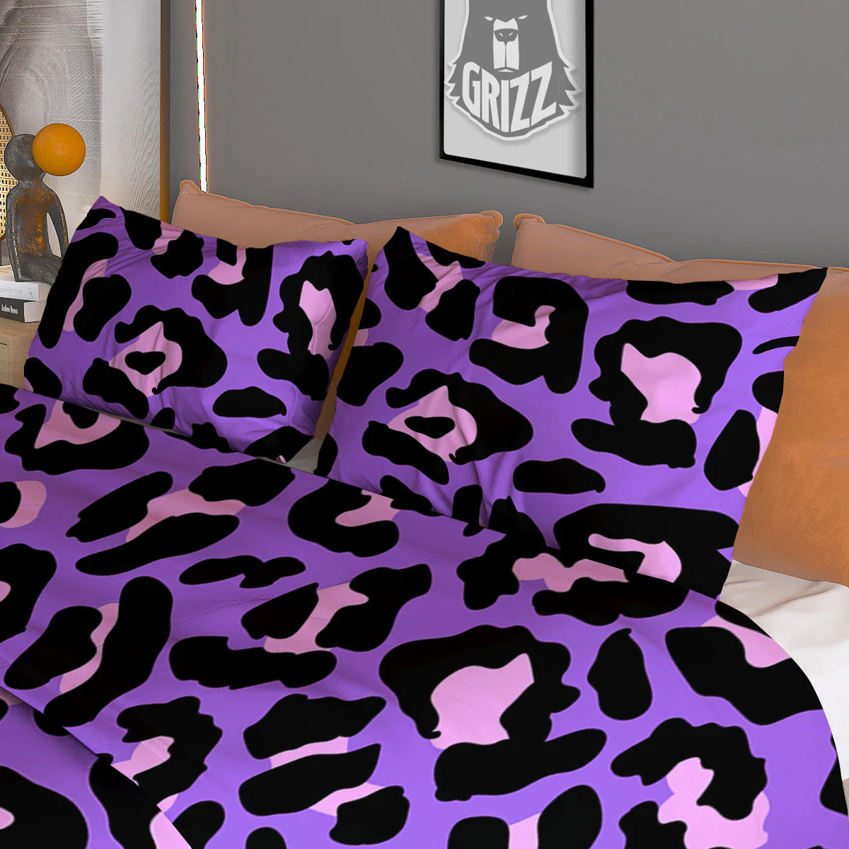Leopard Pink And Purple Print Duvet Cover Bedding Set - Image 3