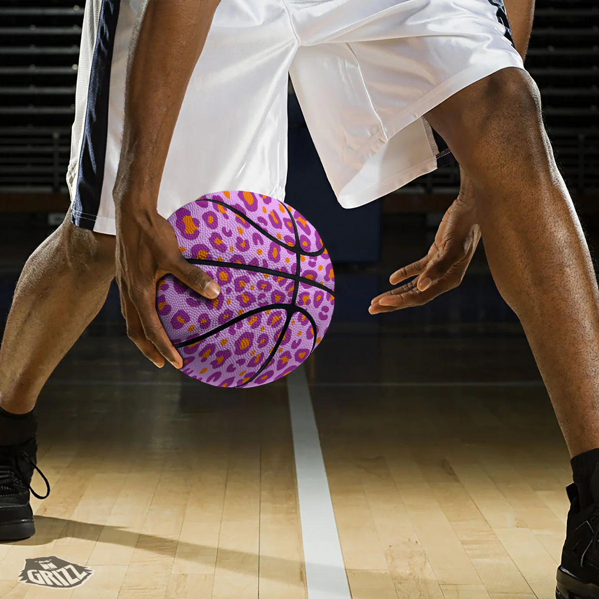 Leopard Purple And Orange Print Basketball - Image 3