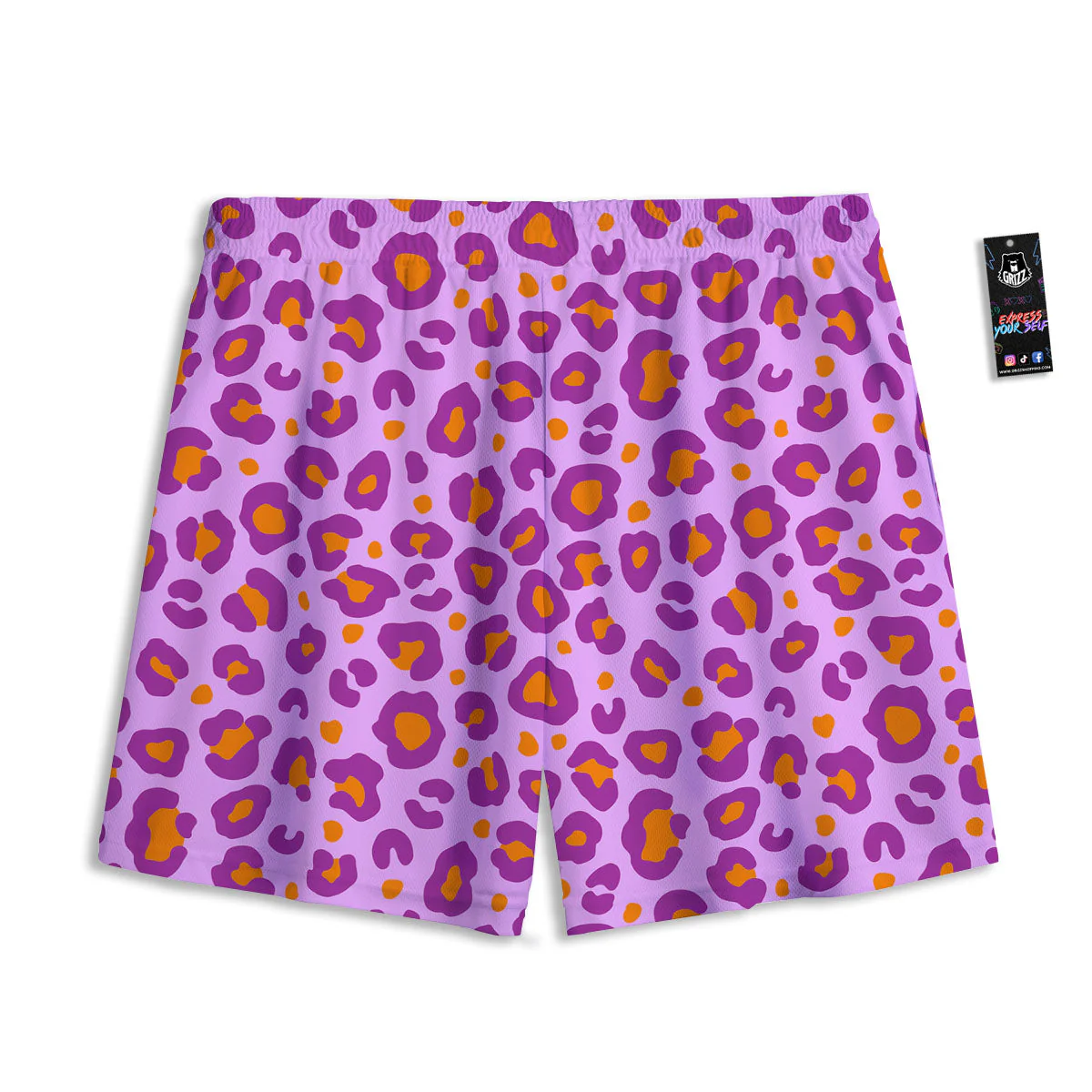 Leopard Purple And Orange Print Mesh Shorts - Image 2