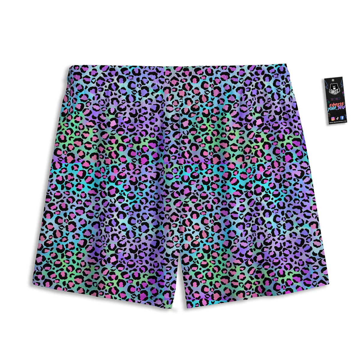 Leopard Rainbow And Purple Print Pattern Mesh Shorts - Image 2